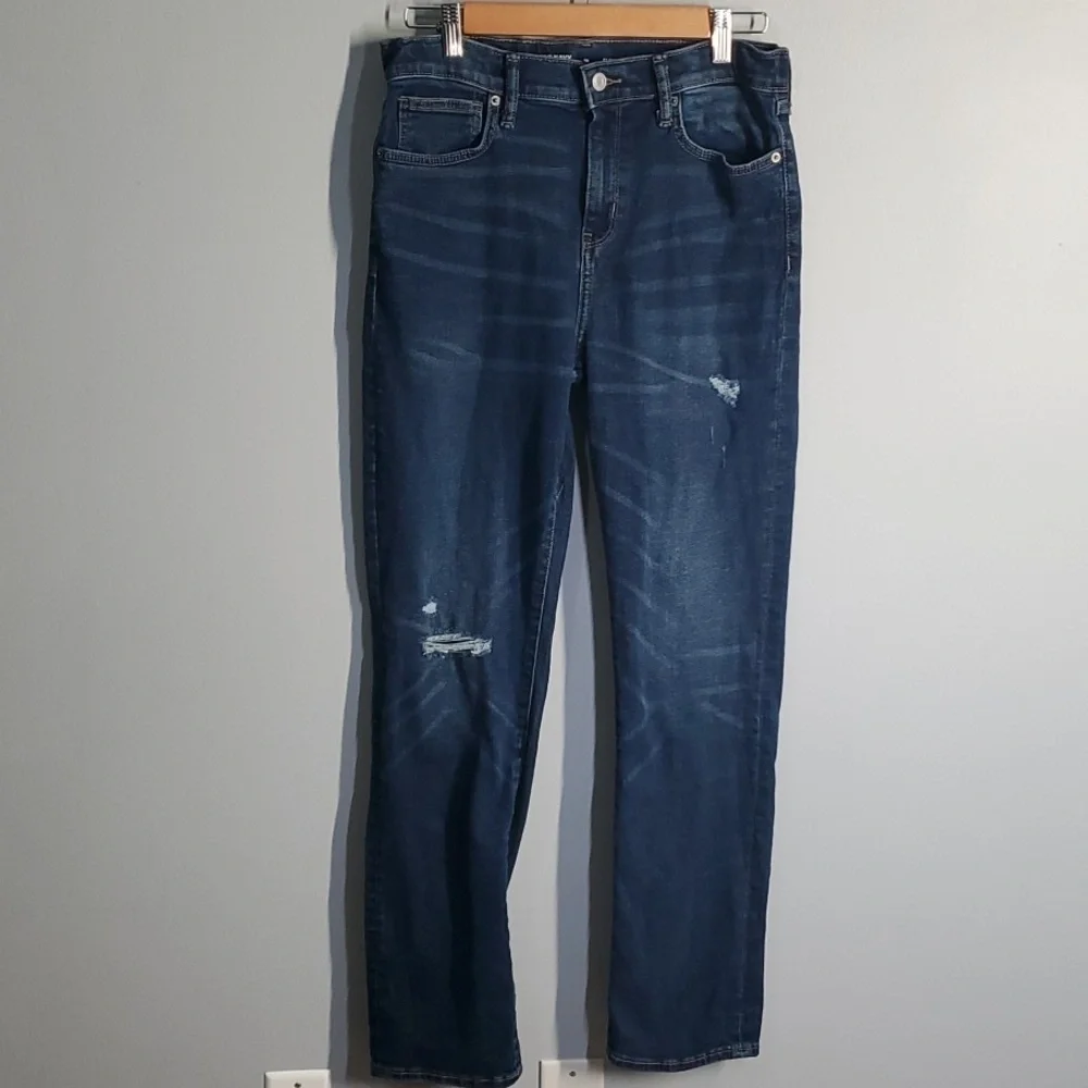 Old Navy jeans boys size 18 blue slim 360‎ stretch adjustable waist destroyed